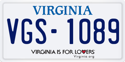 VA license plate VGS1089