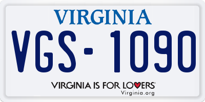 VA license plate VGS1090