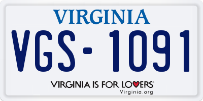 VA license plate VGS1091