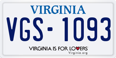 VA license plate VGS1093
