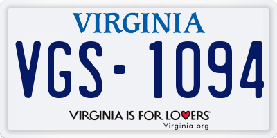 VA license plate VGS1094