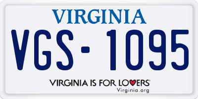 VA license plate VGS1095