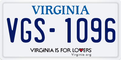 VA license plate VGS1096