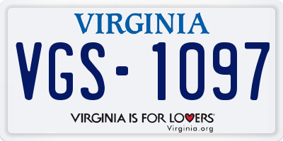VA license plate VGS1097