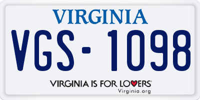 VA license plate VGS1098