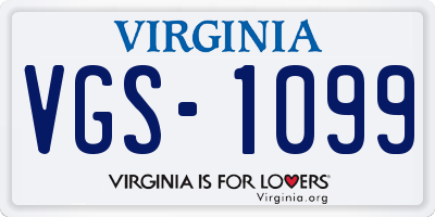 VA license plate VGS1099