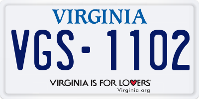VA license plate VGS1102