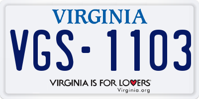 VA license plate VGS1103