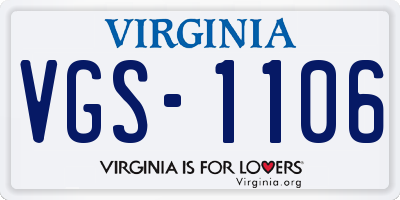 VA license plate VGS1106