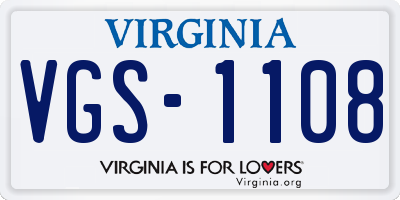 VA license plate VGS1108