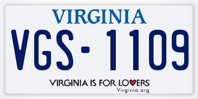 VA license plate VGS1109