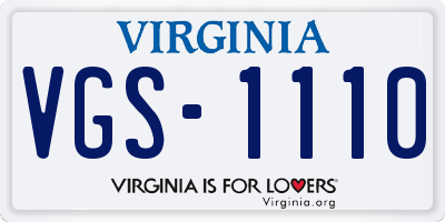 VA license plate VGS1110