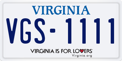 VA license plate VGS1111