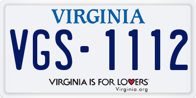 VA license plate VGS1112