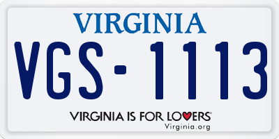 VA license plate VGS1113