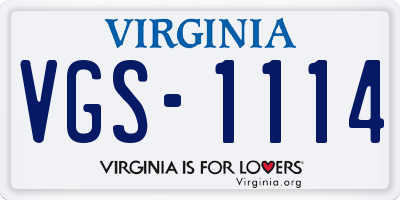 VA license plate VGS1114