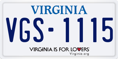 VA license plate VGS1115