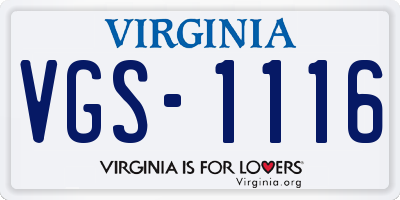 VA license plate VGS1116