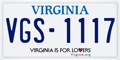 VA license plate VGS1117