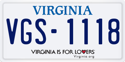 VA license plate VGS1118