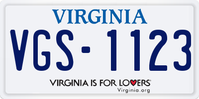 VA license plate VGS1123