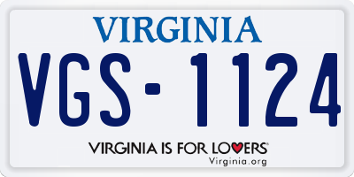 VA license plate VGS1124