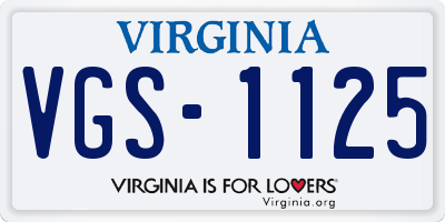 VA license plate VGS1125