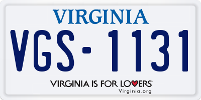 VA license plate VGS1131