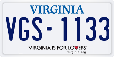 VA license plate VGS1133