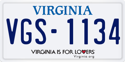 VA license plate VGS1134