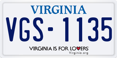 VA license plate VGS1135