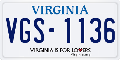 VA license plate VGS1136