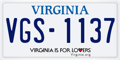 VA license plate VGS1137