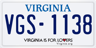 VA license plate VGS1138