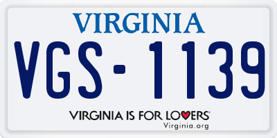 VA license plate VGS1139