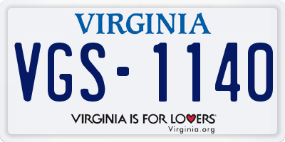 VA license plate VGS1140