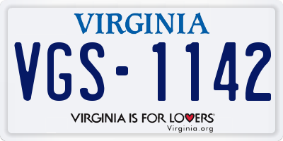 VA license plate VGS1142