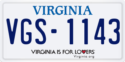 VA license plate VGS1143