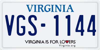 VA license plate VGS1144