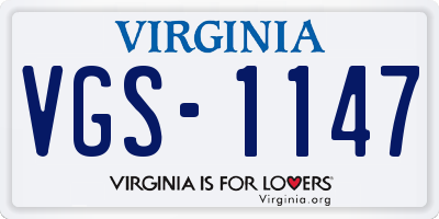 VA license plate VGS1147