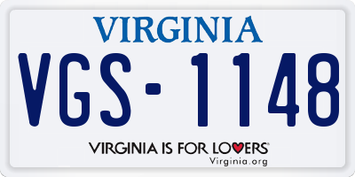 VA license plate VGS1148