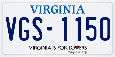 VA license plate VGS1150