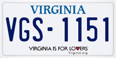 VA license plate VGS1151