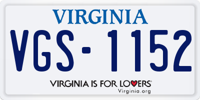 VA license plate VGS1152