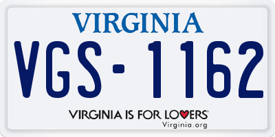 VA license plate VGS1162