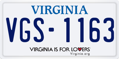 VA license plate VGS1163