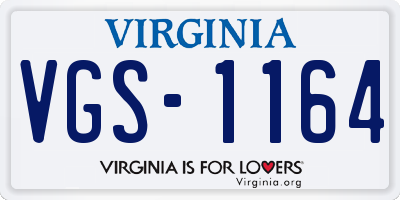 VA license plate VGS1164
