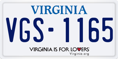 VA license plate VGS1165
