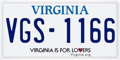 VA license plate VGS1166