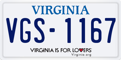 VA license plate VGS1167